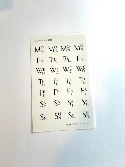 DAYS OF THE WEEK DECO